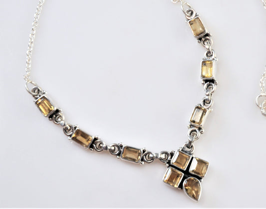 Citrine Sterling Silver Multi-Gem Necklace