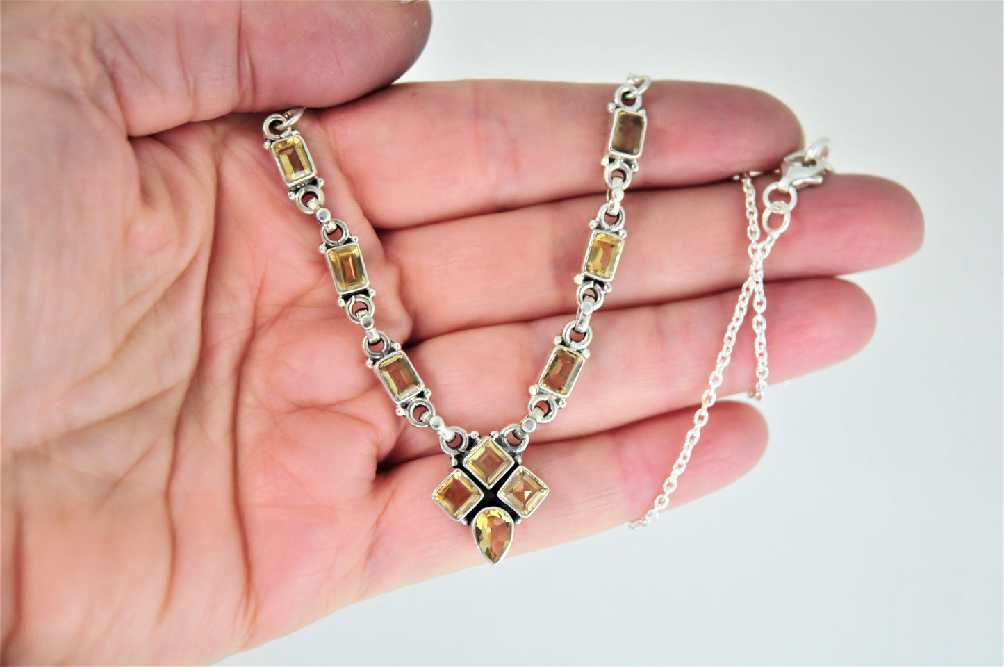 Citrine Sterling Silver Multi-Gem Necklace