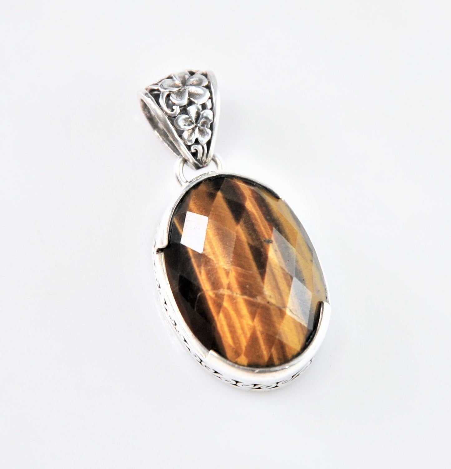 Faceted Sterling Silver Tiger Eye Pendant