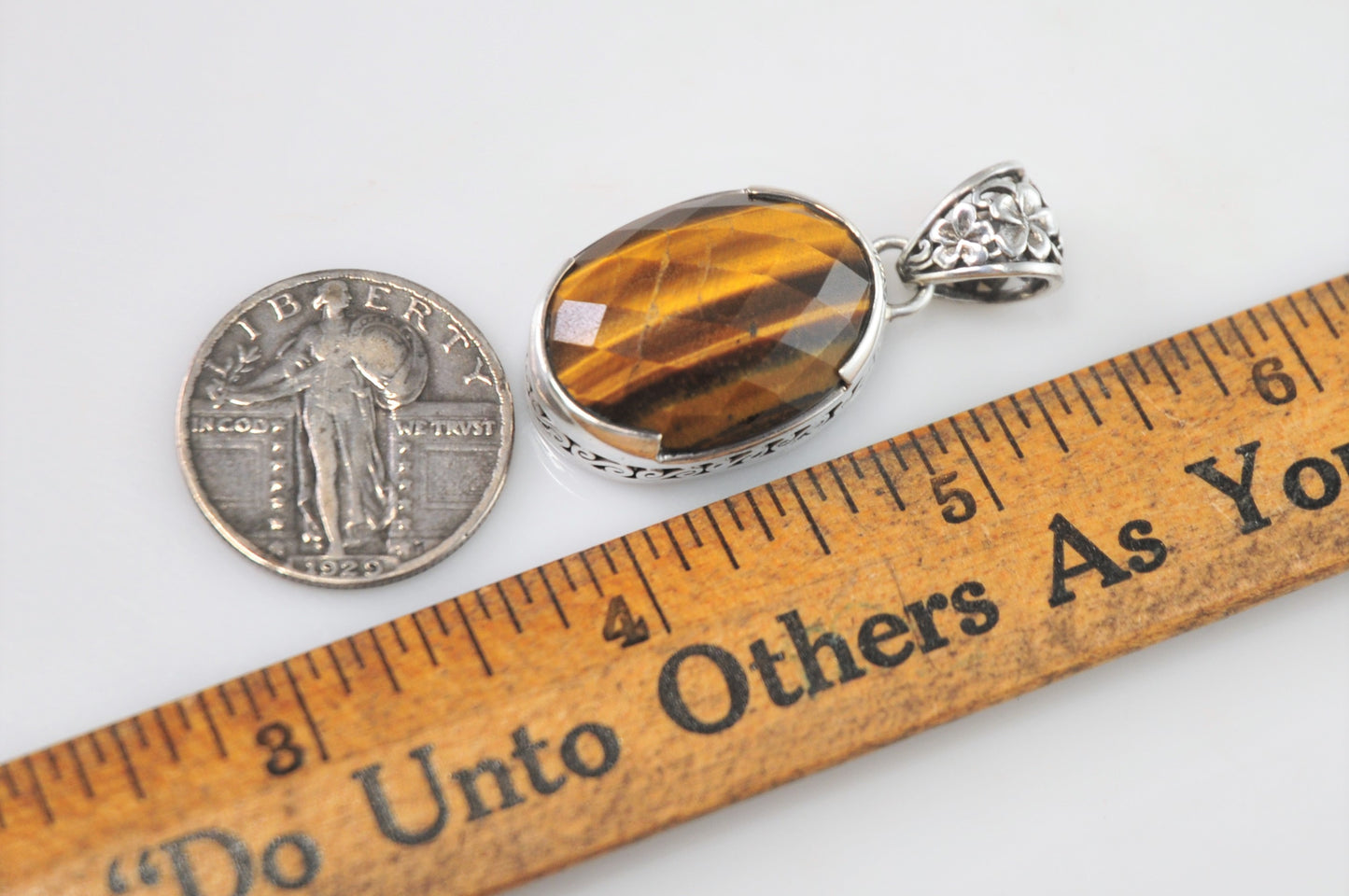 Faceted Sterling Silver Tiger Eye Pendant