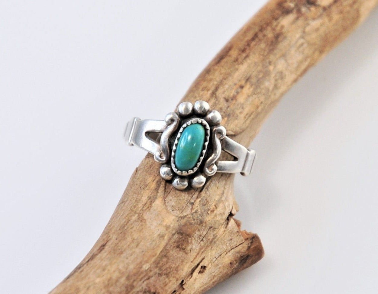 Fred Harvey Era Bell Trading Post Sterling Silver Turquoise Ring Size 6 1/4