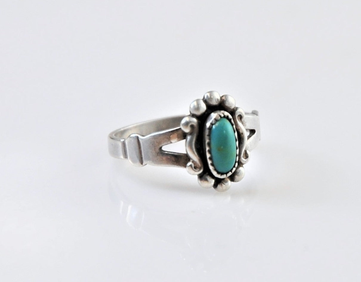 Fred Harvey Era Bell Trading Post Sterling Silver Turquoise Ring Size 6 1/4