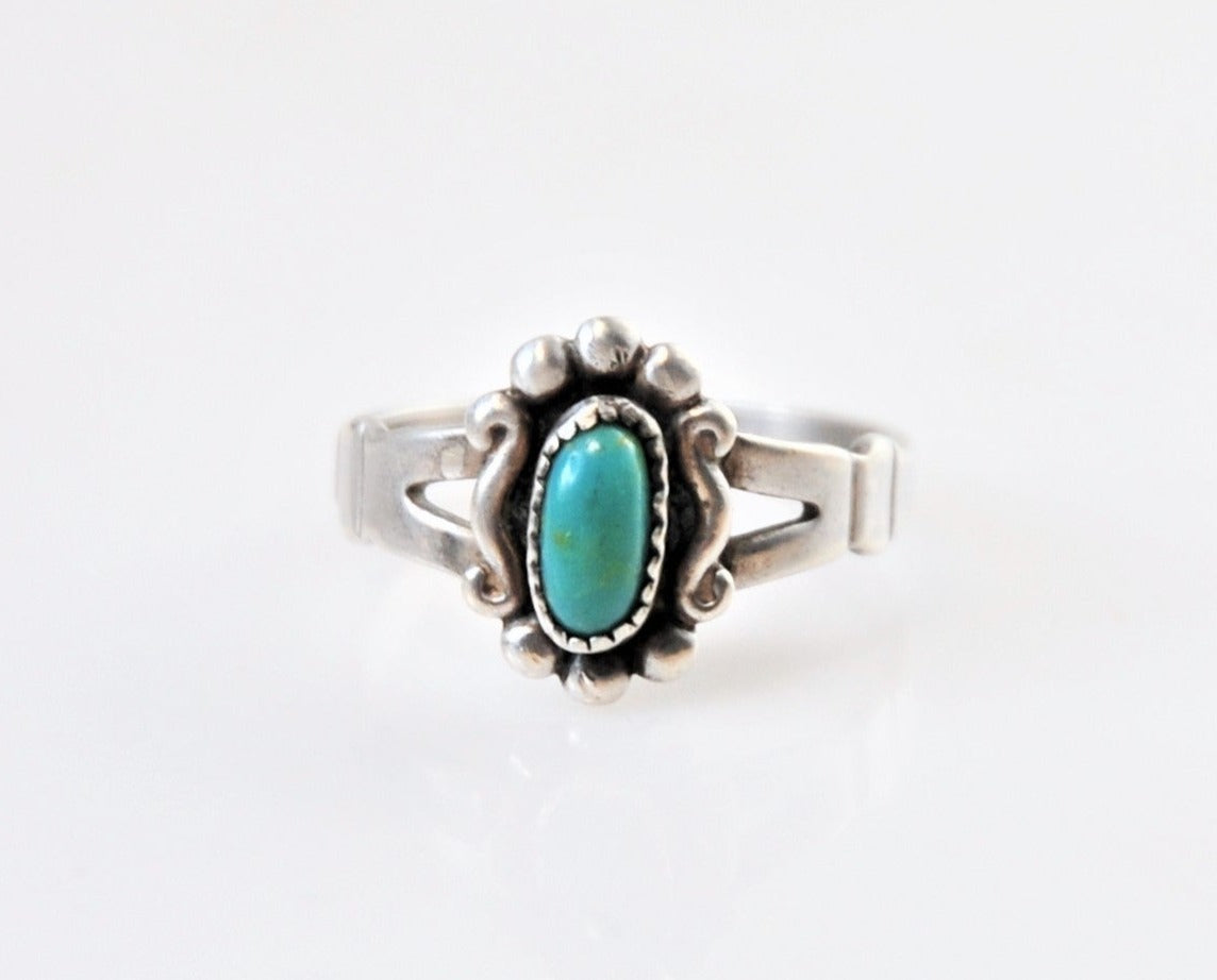 Fred Harvey Era Bell Trading Post Sterling Silver Turquoise Ring Size 6 1/4