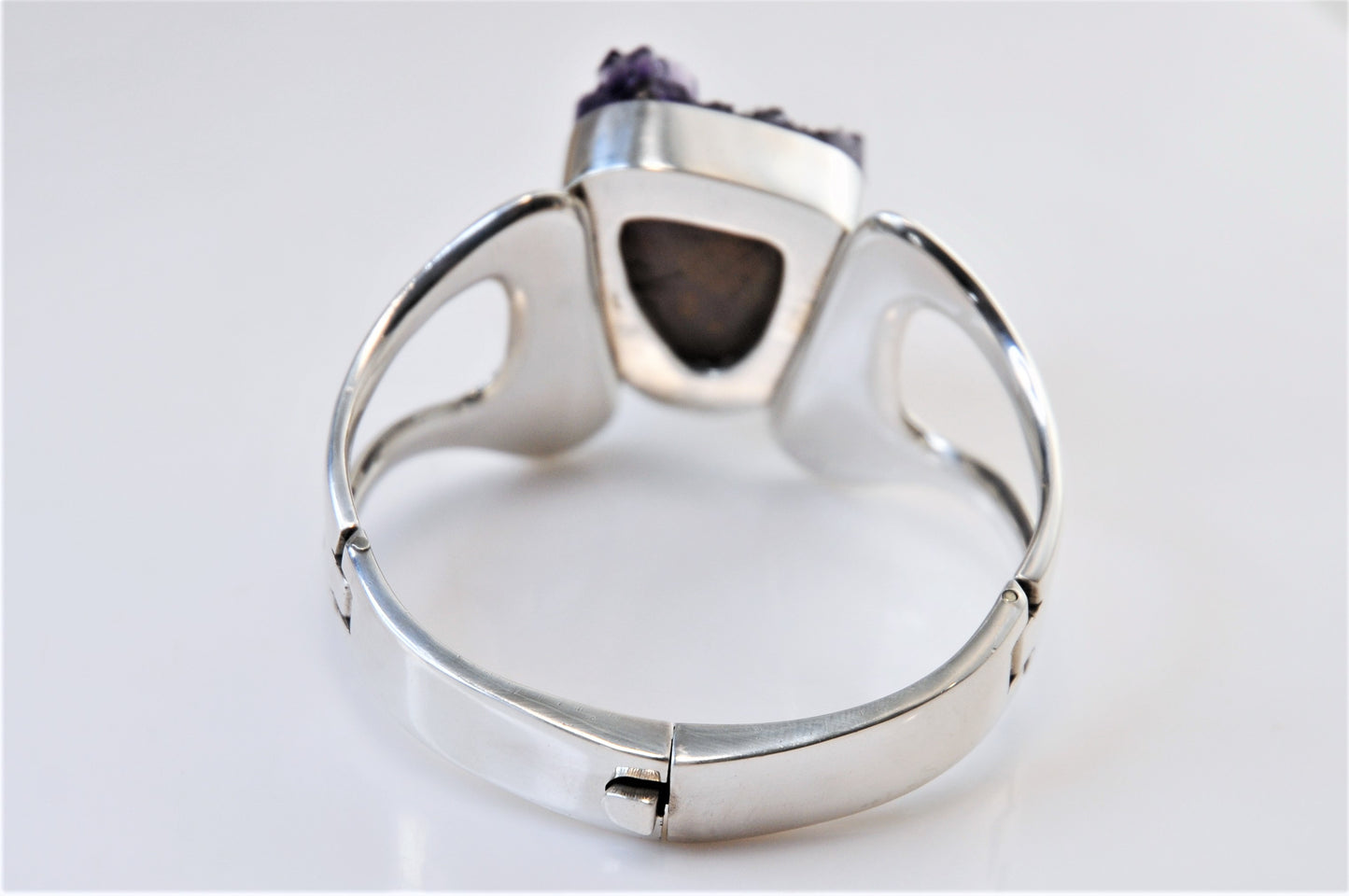 Large and Heavy Taxco 950 Silver Amethyst Druzy Bracelet