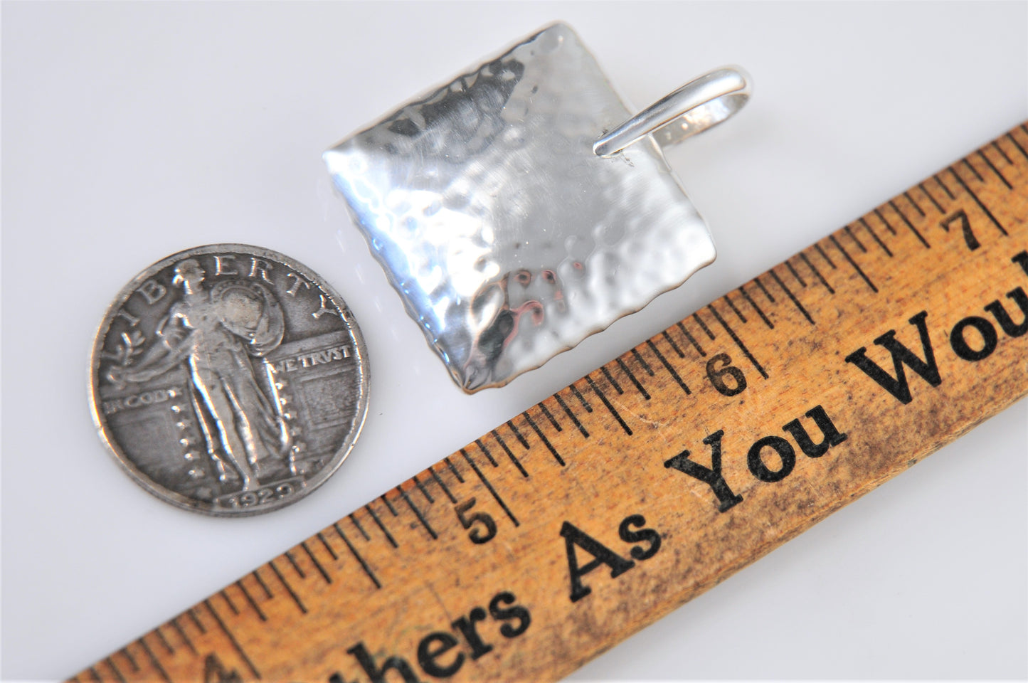 Silpada Sterling Silver Square Hammered Pillow Pendant