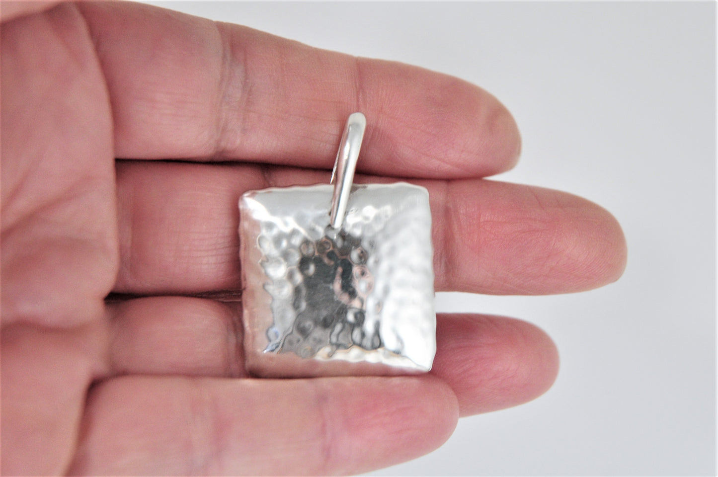 Silpada Sterling Silver Square Hammered Pillow Pendant