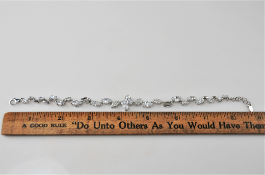 Ornate 925 Marquise CZ Bracelet - silvervintagejewelry