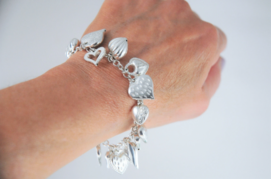 Signed Sterling Silver “My Strawberry’s Heart” Charm Bracelet