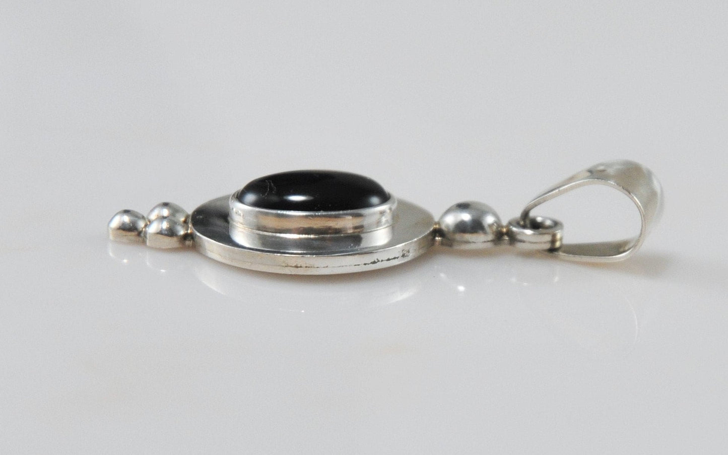 CII Sterling Silver Black Onyx Pendant - silvervintagejewelry
